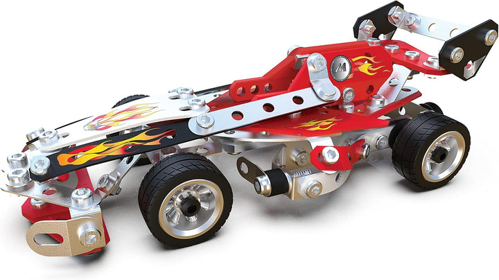 SPIN MASTER 6060104 10-in-1 Racing Vehicles Meccano, 10-in-1-Rennfahrzeuge STEM Modellbausatz mit 22