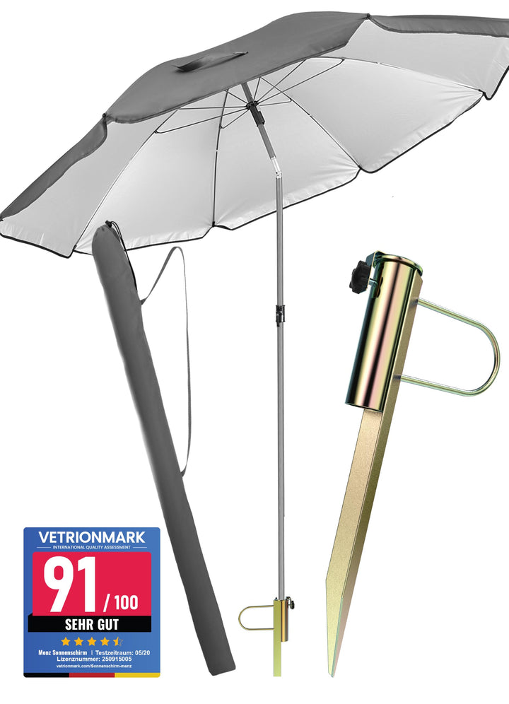 4smile Sonnenschirm Strand SunnyJoy Modern im 3er-Set, Anthrazit - Strandschirm windfest stabil 180