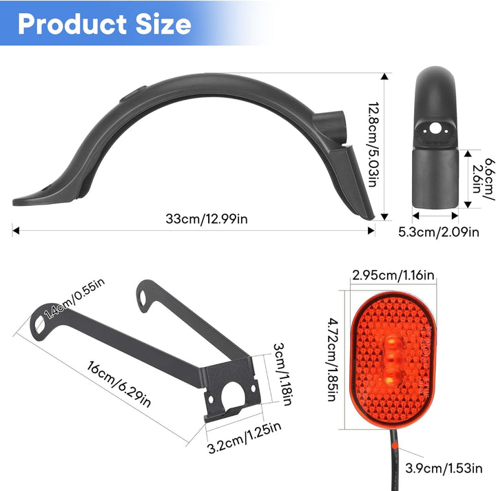 Elektroroller Heckkotflügel，Scooter Schutzbleche für Xiaomi M365 Pro2/Pro/1S/Essentia, Elektroroller