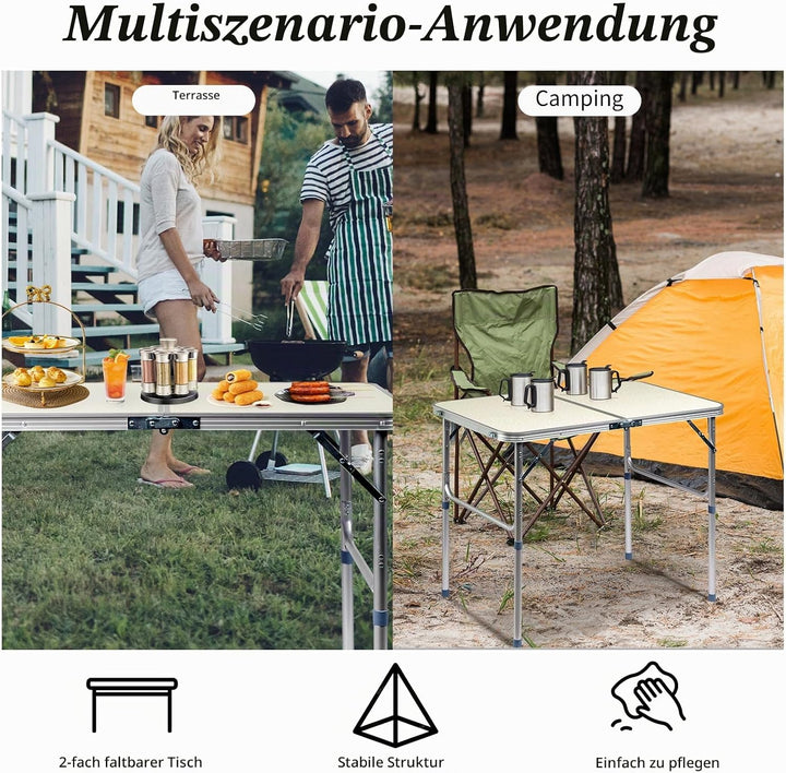 Bonnlo Klapptisch Höhenverstellbar, Gartentisch Wetterfest, Balkontisch Klappbar – Tragbarer Mehrzwe