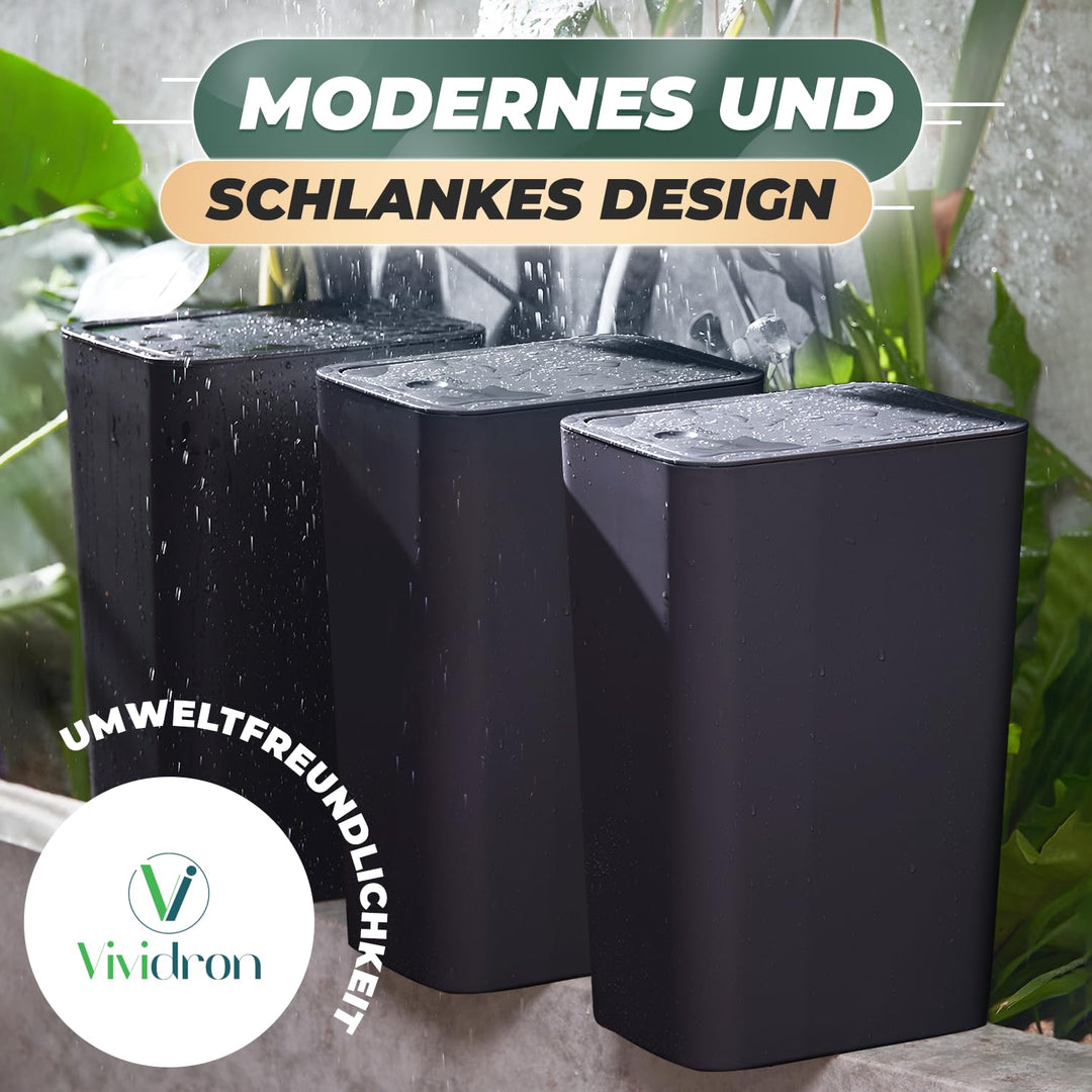 3er Pack 10L Kleiner Mülleimer mit Deckel, Badezimmer Abfalleimer mit Druckdeckel, Kleiner Mülleimer
