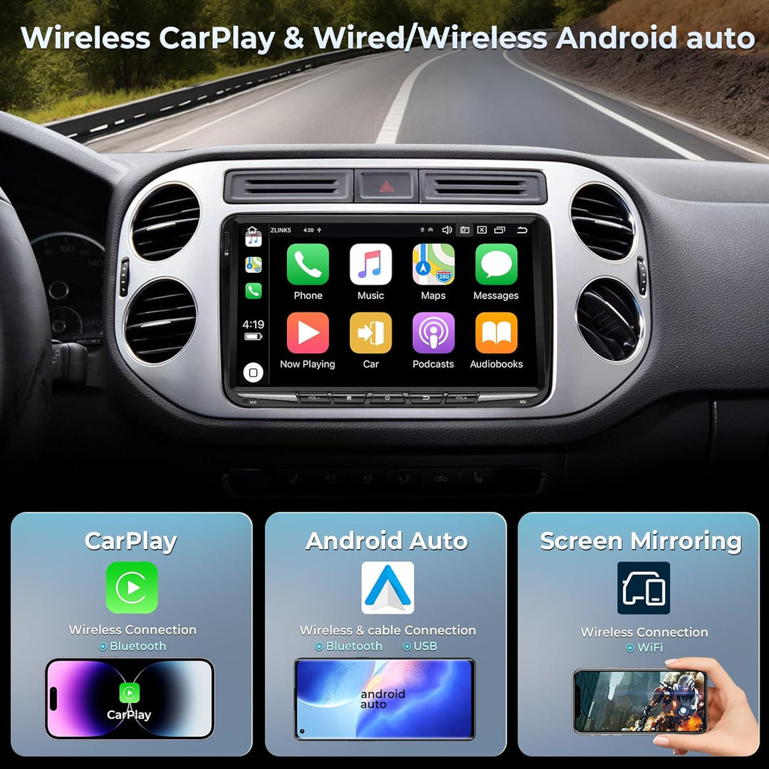 [Upgrade 6+128GB] Autoradio für VW Golf Passat Touran Seat Skoda, 9 Zoll Touchscreen Radio mit Wirel