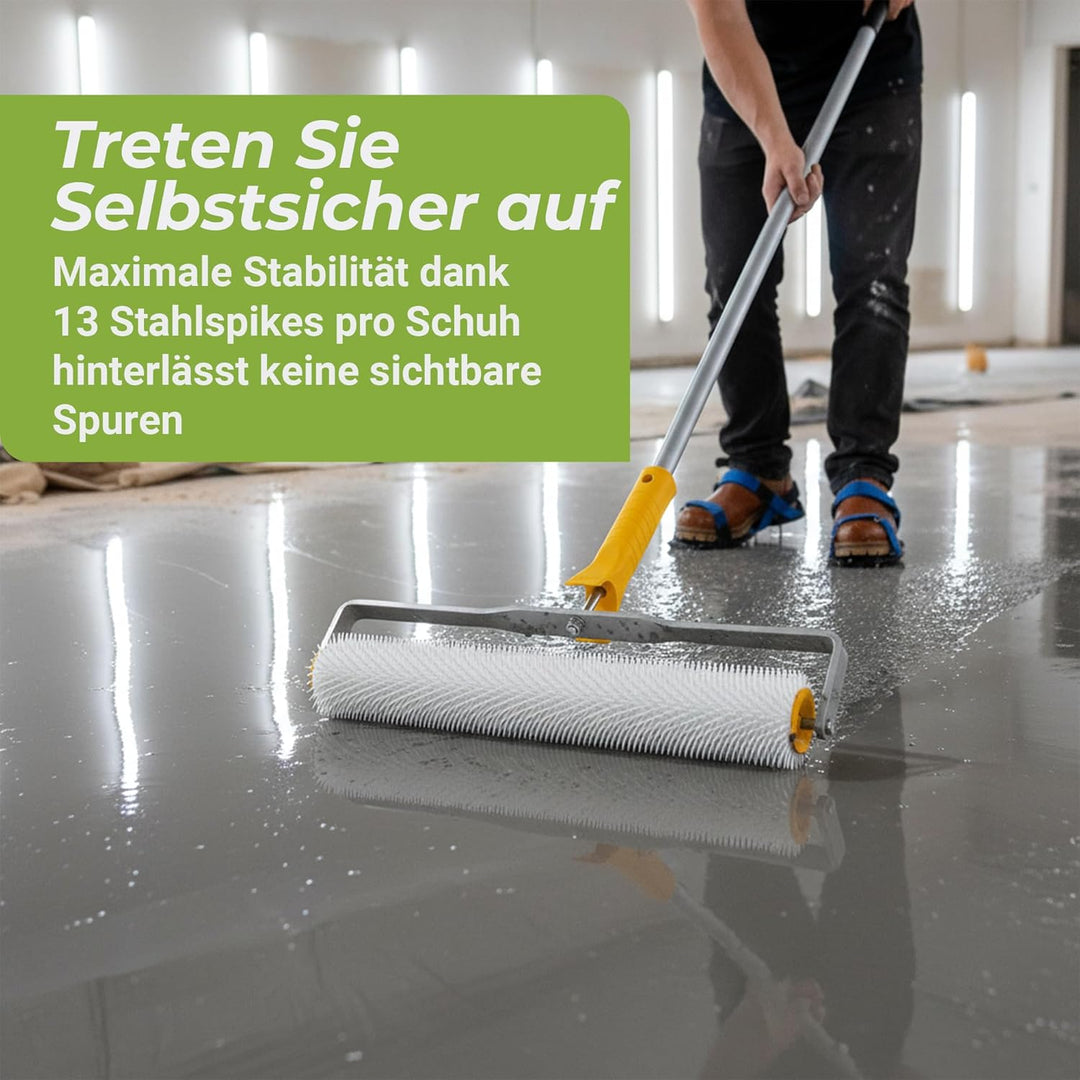 Colorus Profi Bodenbeschichtungs Set 5-teilig – Stachelwalze 40 cm Entlüftungsrolle | Nagelschuhe Es