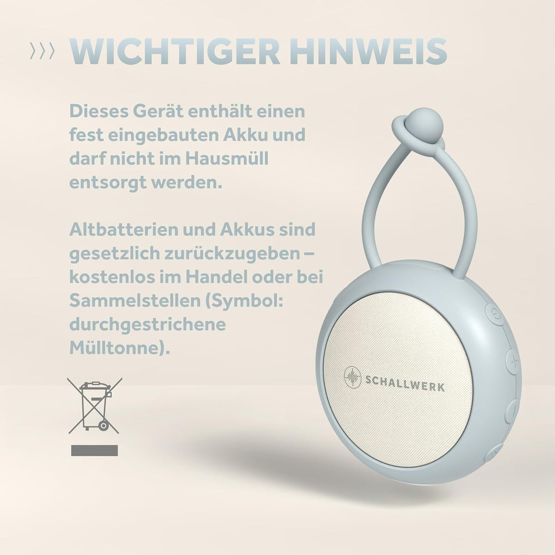 Schallwerk ® White Noise Machine Baby – Einschlafhilfe für Babys & Erwachsene mit weissem Rauschen,