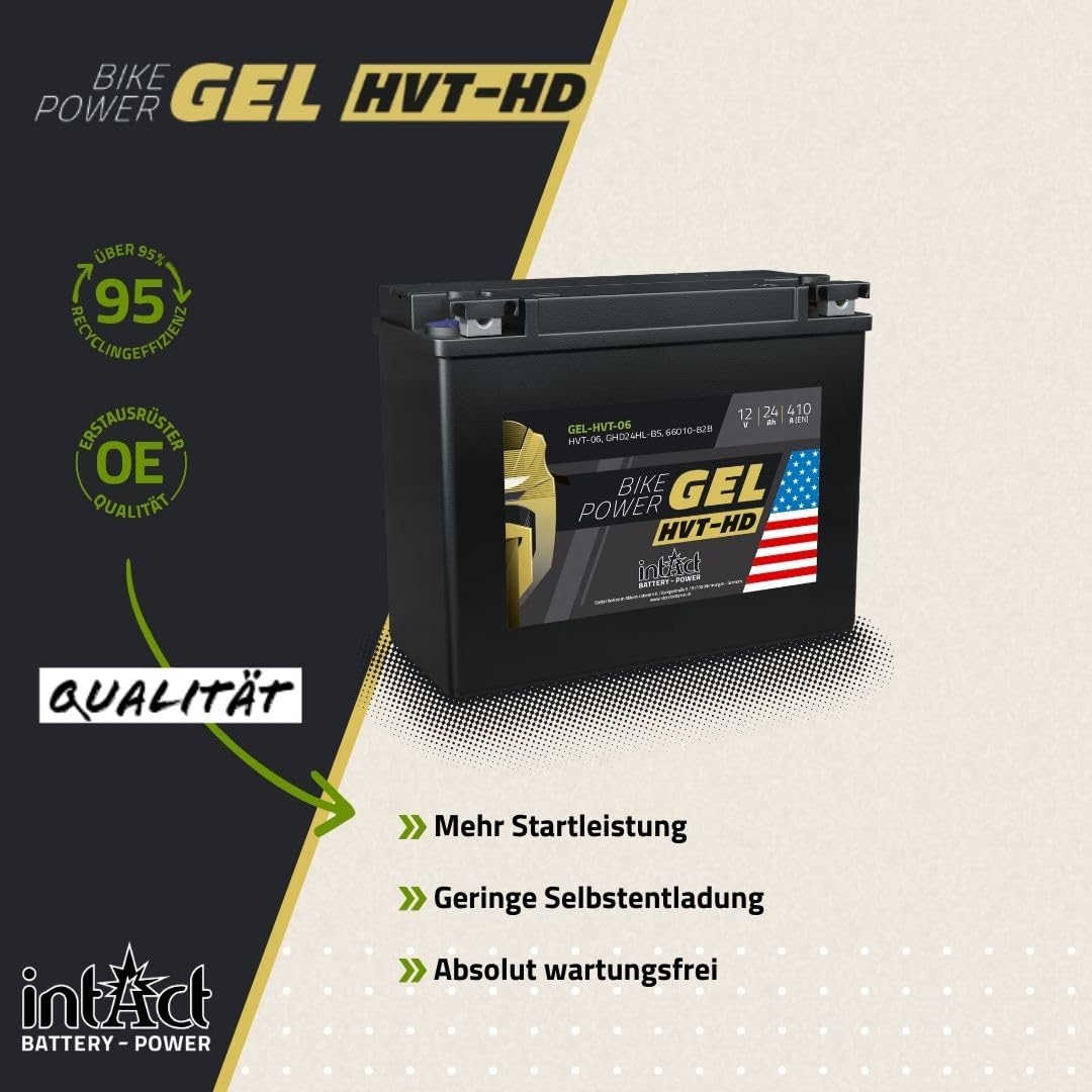 intAct - GEL HVT-06 MOTORRADBATTERIE - Motorrad Batterie perfekt für Harley Davidson & andere hubrau