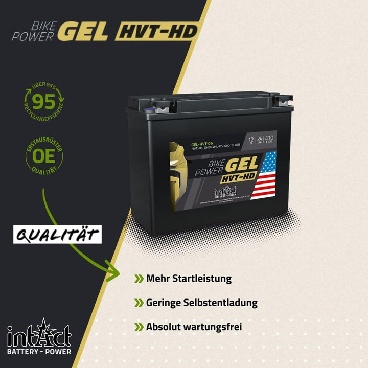 intAct - GEL HVT-06 MOTORRADBATTERIE - Motorrad Batterie perfekt für Harley Davidson & andere hubrau