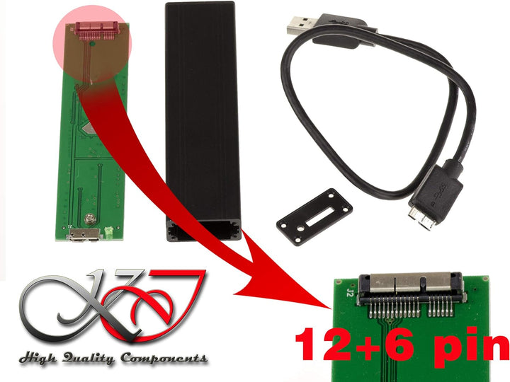 KALEA-INFORMATIQUE Mac Air 2010 2011 SSD-Gehäuse auf USB3 (USB 3.0 5G) für Mac SSDs mit 6+12 Pins (M