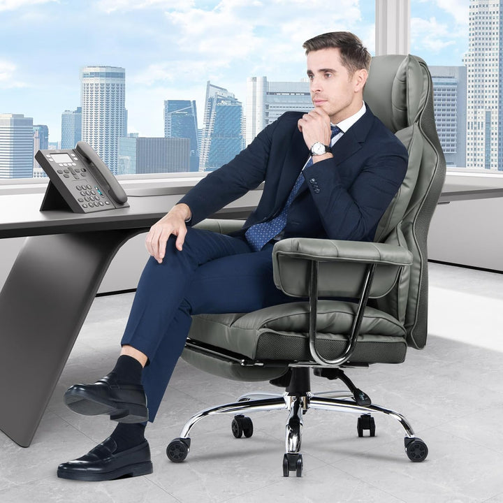 rattantree Bürostuhl mit Fussstütze, Ergonomischer Schreibtischstuhl mit Zusätzlichem Lordosenstützk