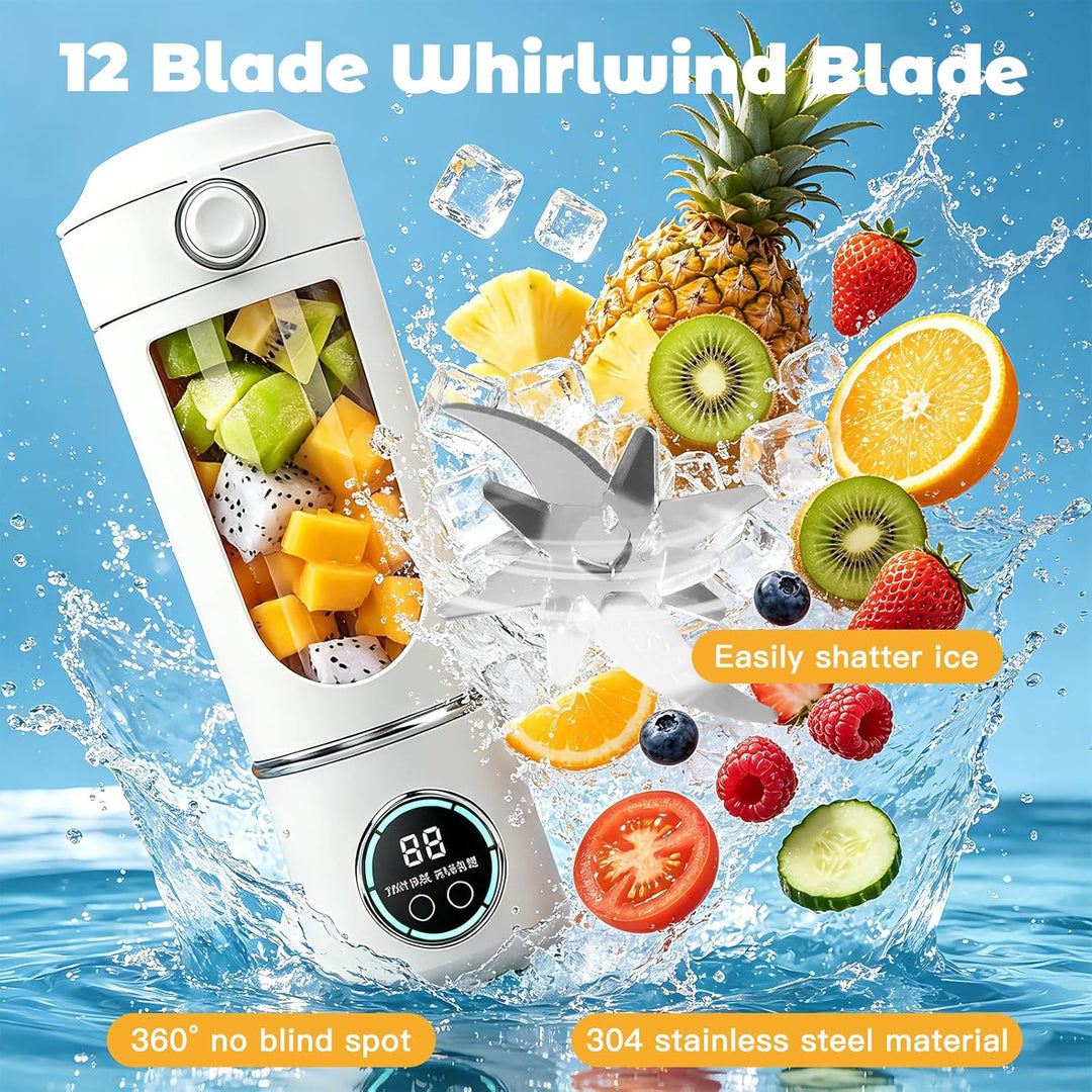 Tragbarer Mixer, 700ml Kleiner Entsafter, Mixer Smoothie Maker to Go mit Digitalanzeige,USB Wiederau