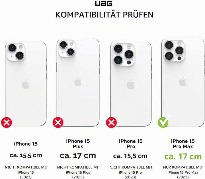 URBAN ARMOR GEAR Essential MS Case kompatibel mit Apple iPhone 15 Pro Max Hülle [50% recyceltes Mate