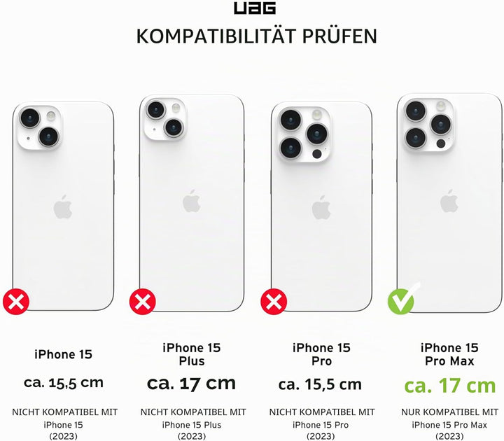 URBAN ARMOR GEAR Civilian Case kompatibel mit Apple iPhone 15 Pro Max Hülle [Wireless Charging/Magne