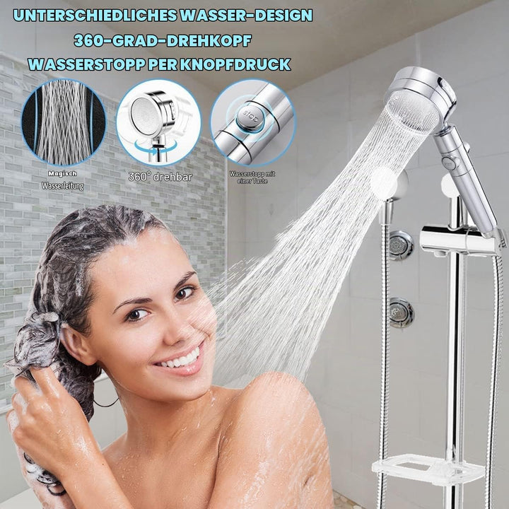 Duschkopf - Duschkopf mit Schlauch 2m - Regendusche Duschbrause Wassersparend Hochdruck mit 3 Strahl