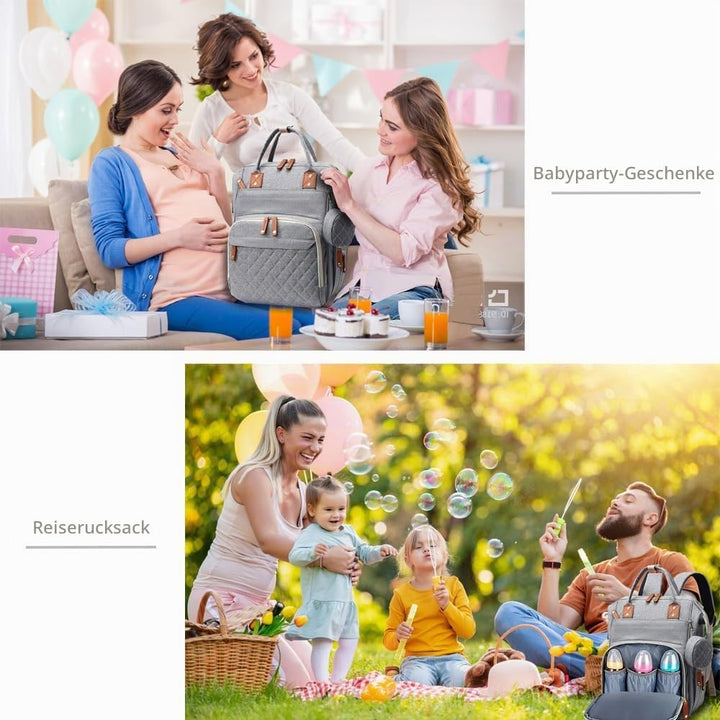 Diaper Bag Backpack Baby Bag, Baby Girl Boy Diaper Bag for Dad Mom with Pad, 16 Pockets Grau, Grau