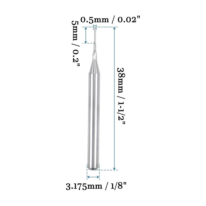 QUARKZMAN 0,5mm Schaftfräser x 10Stk. Hartmetall CNC Fräser Bohrer für Leiterplattenbearbeitung und