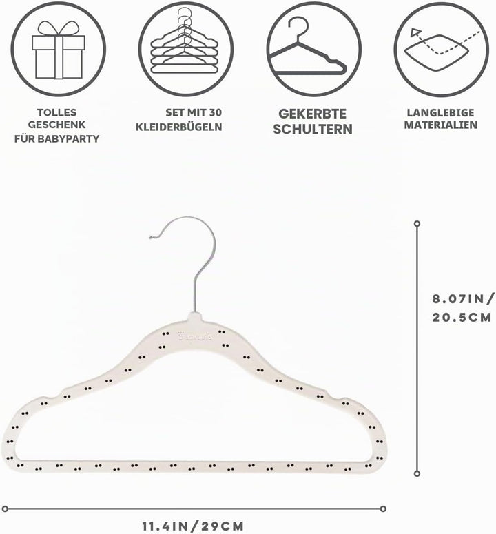3 Sprouts Kinder Kleiderbügel aus Samt - rutschfest & Robust - Ideal für Baby- & Kleinkinderkleidung