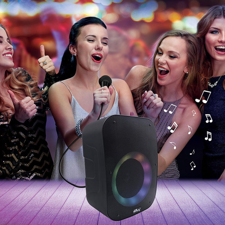 Lexibook K8210 Iparty Audio-Bluetooth, mit Lichteffekten, Mikrofon, Wiederaufladbare Batterie, Schwa