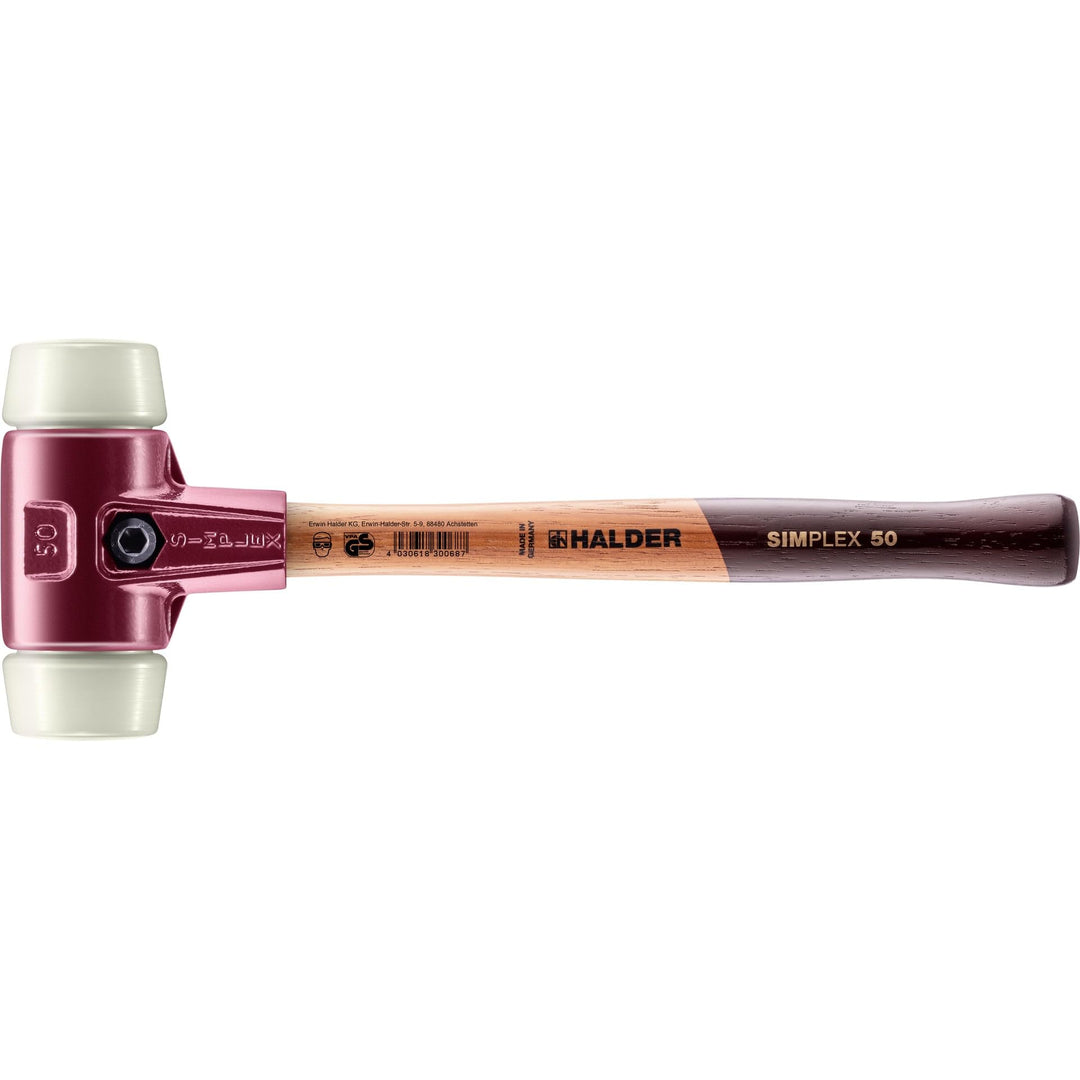 SIMPLEX-Schonhammer, Nylon; mit Tempergussgehäuse und hochwertigem Holzstiel | D=50 mm | 3008.050 Ø=