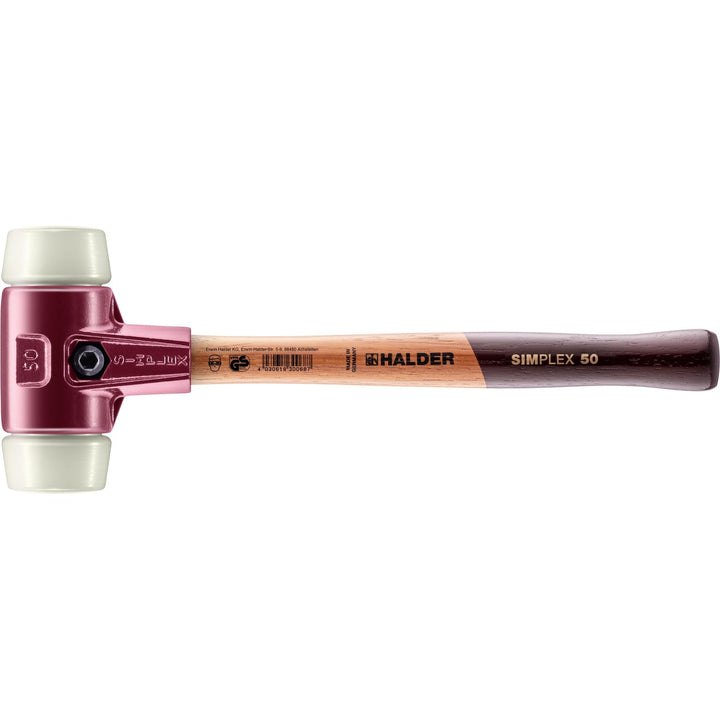 SIMPLEX-Schonhammer, Nylon; mit Tempergussgehäuse und hochwertigem Holzstiel | D=50 mm | 3008.050 Ø=