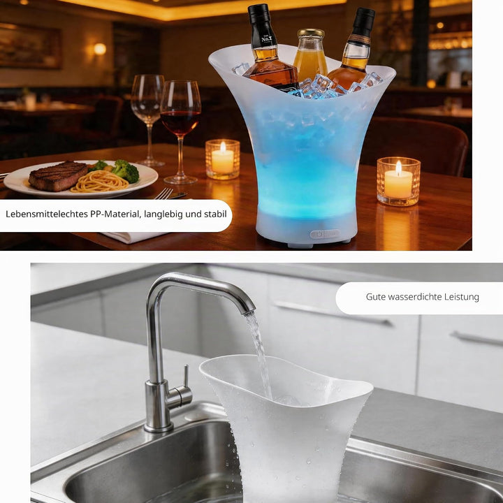 LED Sektkühler 5L, 2pcs Champagner Kühler, Sektkühler mit Automatischem RGB-Farbwechsel und Bluetoot