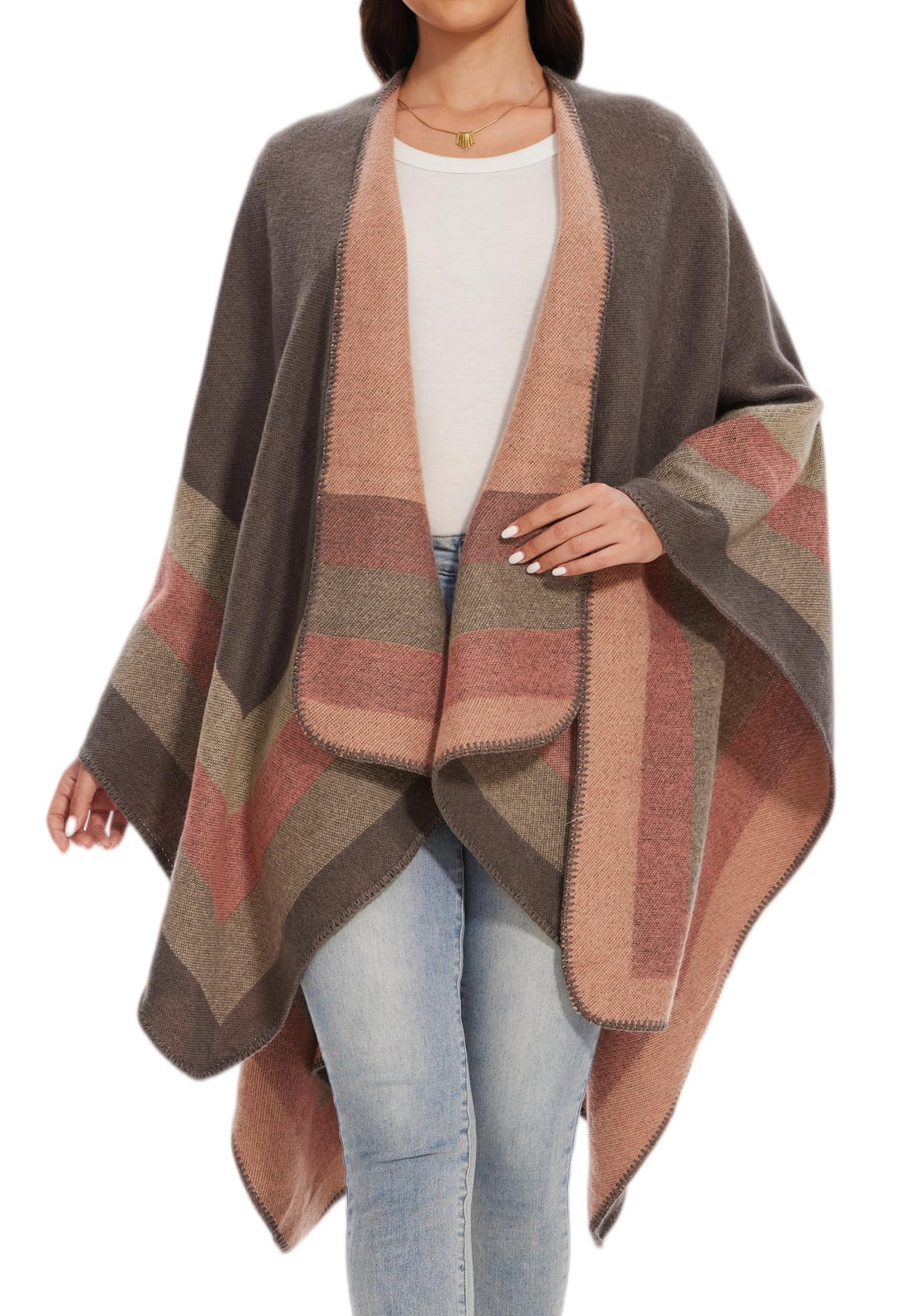 colornival Poncho Damen Winter Warm Elegant Poncho Decke Poncho Cape Strick Poncho Mantel Winter Pon
