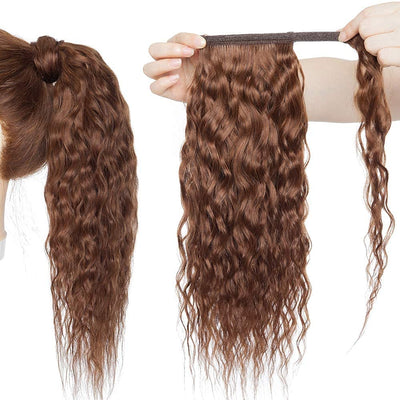 SEGO Clip in Ponytail Extensions Echthaar Zopf Pferdeschwanz Haarteil Lockig Wavy Curly Haare Haarve