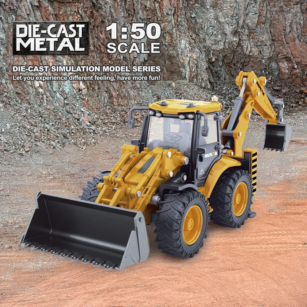 fisca Die-cast Bagger Baggerlader Frontlader LKW 1/50 Metalltechnik Fahrzeug BAU Traktor Modell Samm