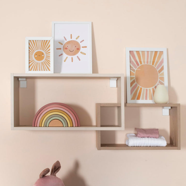 roba Wandregal mit offenen Fächern für Serien Jil/Sidney - Dekoratives Kinderregal in Beige und Holz
