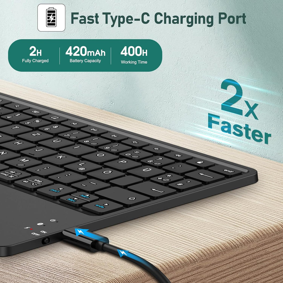 FINTIE Tastatur Hülle für iPad Pro 11 Zoll 2025/2024 (M5/M4), Soft TPU Rückseite Schutzhülle mit Sti