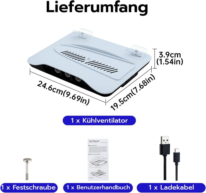 Wigearss PS5/PS5 Slim/PS5 Pro Kühler Standfuss mit Dual Controller Ladegerät, PS5 Controller Ladesta