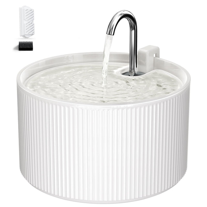 Voluas Keramik Katzenbrunnen 2,2L – Trinkbrunnen Katze mit Ultra-Leiser Pumpe, Leiser Wasserspender