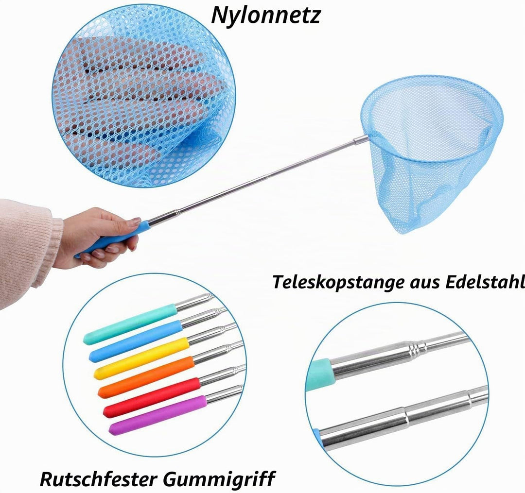 LATERN 6 Stücke Teleskopisch Schmetterlingsnetz Fischernetze Ausziehbar von 37 bis 86cm für Kinder d