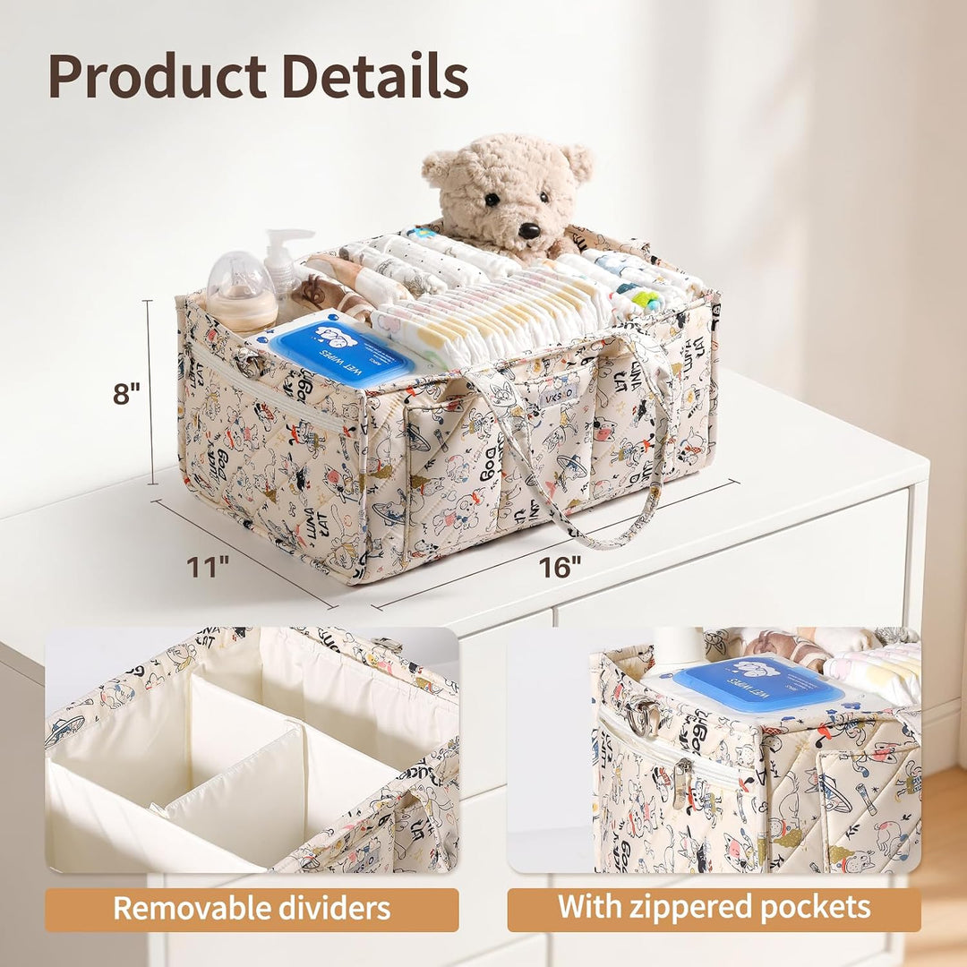 Bunter, niedlicher Organizer für Babywindeln mit Tiermotiven, Aufbewahrungskorb für Windeltaschen un