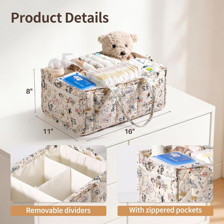 Bunter, niedlicher Organizer für Babywindeln mit Tiermotiven, Aufbewahrungskorb für Windeltaschen un