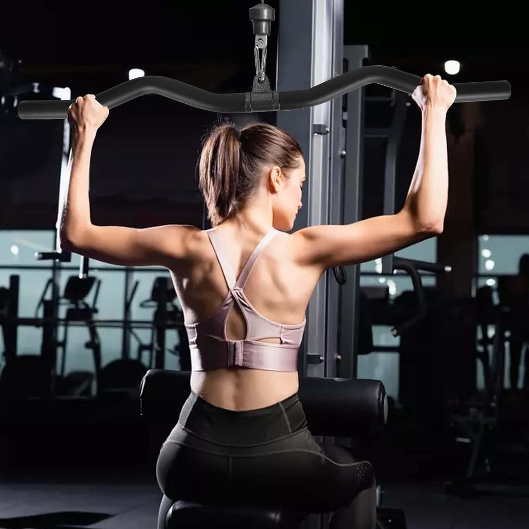 Latzugstange 80 cm, Bizeps Stange Schwarz, Trizeps Stange, Zugstange Fitness mit Drehgelenk für Zuha