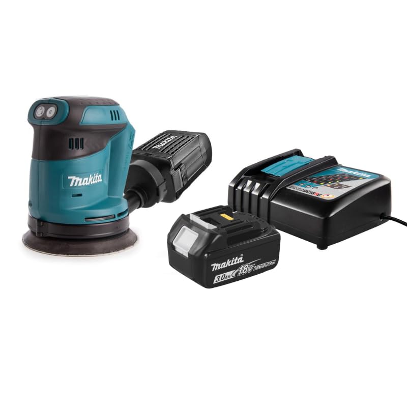 Makita DBO 180 18V Li-ion Akku Exzenterschleifer mit Akku 3,0 Ah + Ladegerät