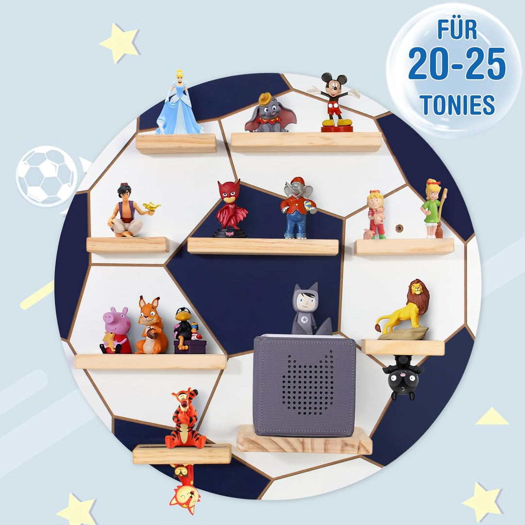 Todeco Tonie-Regal für Toniebox Hörfiguren, Magnetische Aufbewahrung für 20-25 Tonie, Wandregal Kind