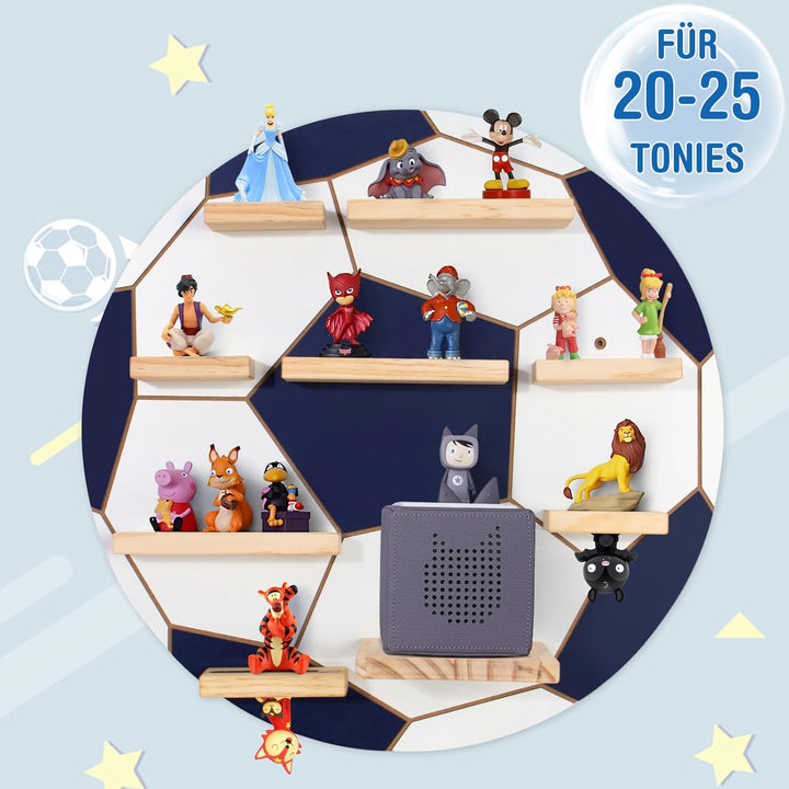 Todeco Tonie-Regal für Toniebox Hörfiguren, Magnetische Aufbewahrung für 20-25 Tonie, Wandregal Kind