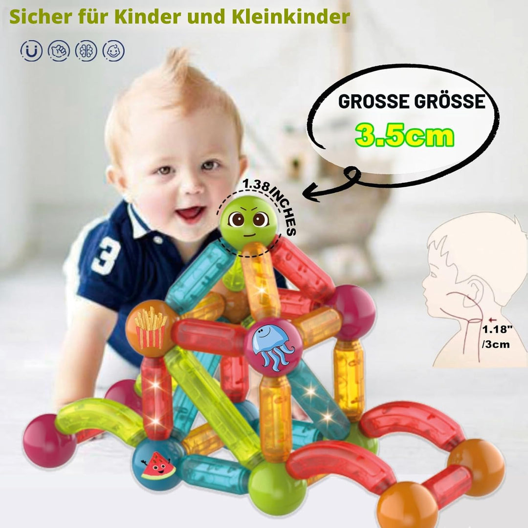 BINZKBB Magnetische Bausteine Konstruktion Bauen Set,Gross 52 Teile Magnete Pädagogisches kreatives
