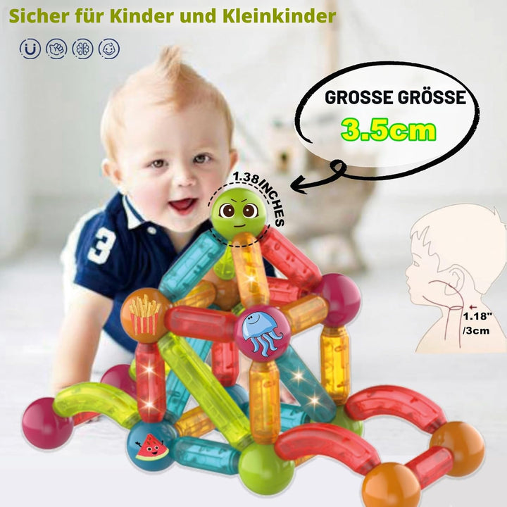 BINZKBB Magnetische Bausteine Konstruktion Bauen Set,Gross 52 Teile Magnete Pädagogisches kreatives
