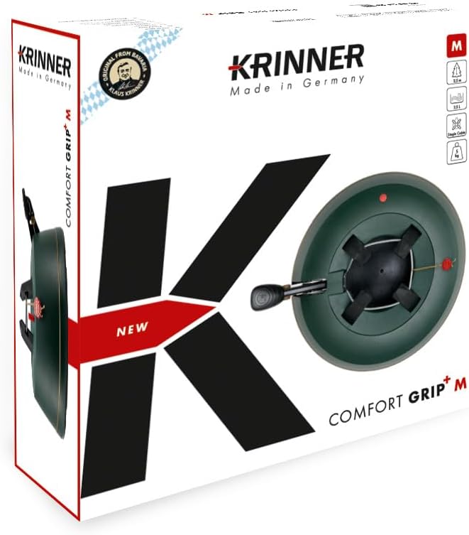 KRINNER Weihnachtsbaum Christbaumständer Comfort M Grün 36cm inkl. Fusspedal-und Einseiltechnik für