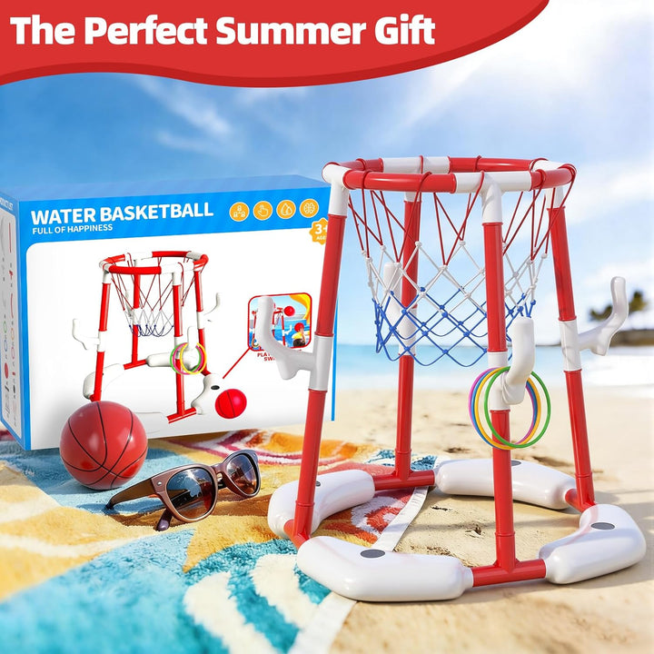 Pool Basketballkorb für Kinder 4-8 & 8-12 Jahre – 2-in-1 Schwimmendes & Oberirdisches Wasserspiel mi