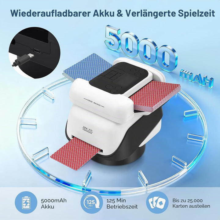 Automatische Kartenmischer und Kartensender 2 in 1, Kartenmischmaschine Kartenmischgerät mit 4 Fernb