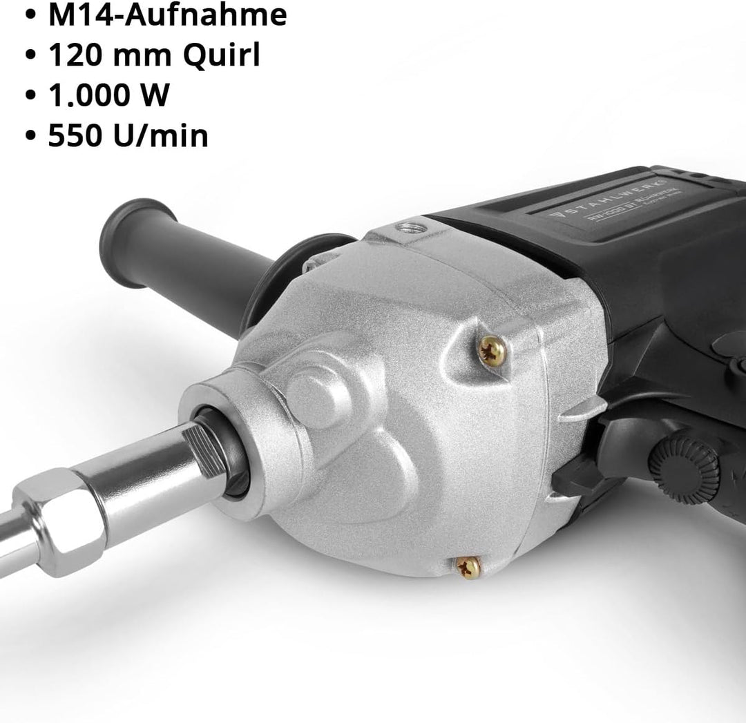STAHLWERK Rührwerk RW-1000 ST – 1.000 W, 550 U/min, elektrischer Mörtelrührer mit Rechts- Linkslauf,