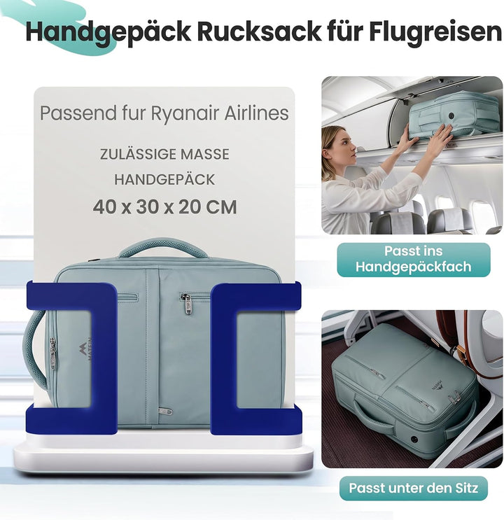MATEIN Ryanair Handgepäck 40x30x20 mit Nassfach, 24L Rucksack Handgepäck Flugzeug Leicht, Ryanair Ru