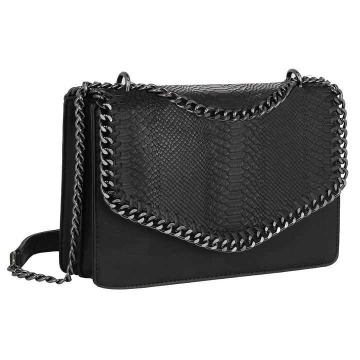 CRAZYCHIC - Damen Schlange Ketten Umhängetasche Snake PU Leder Schultertasche - Gesteppte Kettentasc