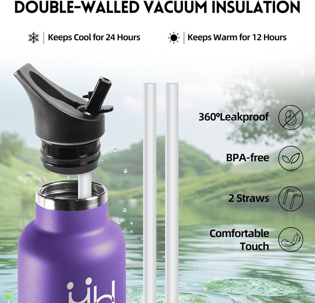 HoneyHolly Trinkflasche 1L, BPA-Frei, Trinkflasche Edelstahl, Thermosflasche, Auslaufsichere Isolier