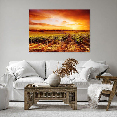 Bilder auf Leinwand 100x70cm Leinwandbild Weinberg Aussicht Landschaft Gross Wanddeko Bild Schlafzim