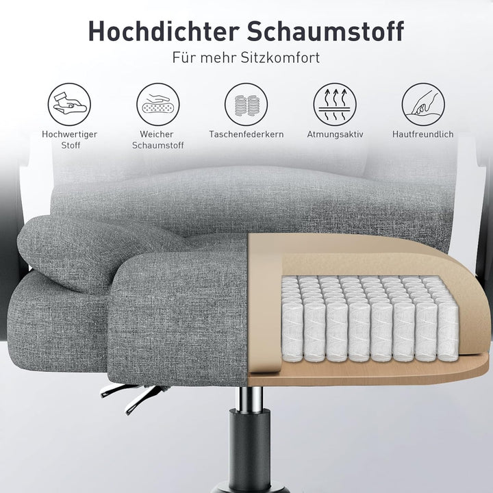 naspaluro Chefsessel Bürostuhl, Schreibtischstuhl, Ergonomisch, Computerstuhl mit Hoher Rückenlehne,