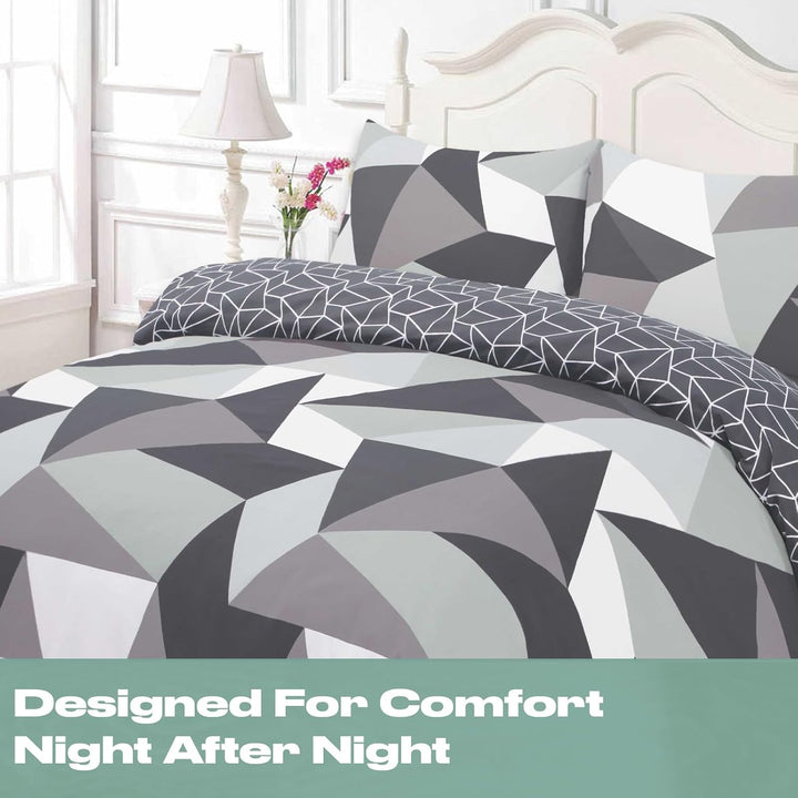 DREAMSCENE Formen Bettbezug mit Kissen Fall Bettw�sche-Set, Polyester-, schwarz, Double Full Geometr