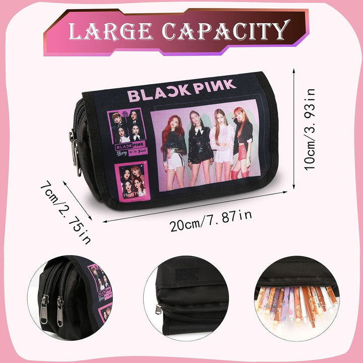 Rosa Blackpink Federmäppchen, Must-Have-Federmäppchen für Idol-Mädchen, Doppellagig, Grosse Kapazitä